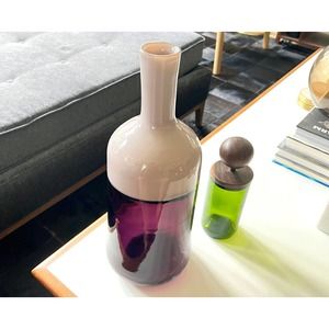 Modern Lavender and Amethyst Mouth Blown Glass Vase